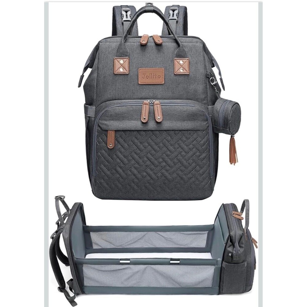 Baby Diaper Bag Backpack Changing Station Waterproof Lots of Compartments Grey